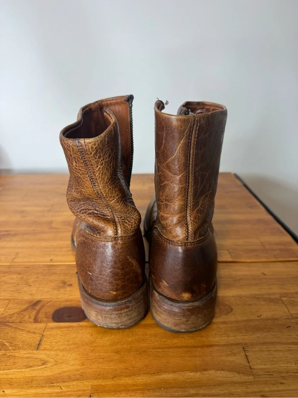 Vintage Shoe Company Jonathin Brown Leather Side Zip Boots Size 9